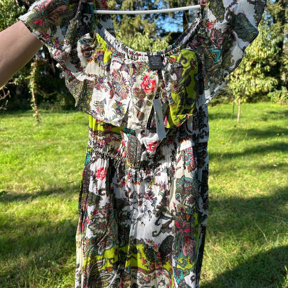 Boho Floral Ruffle Off-Shoulder Dress - Multicolor